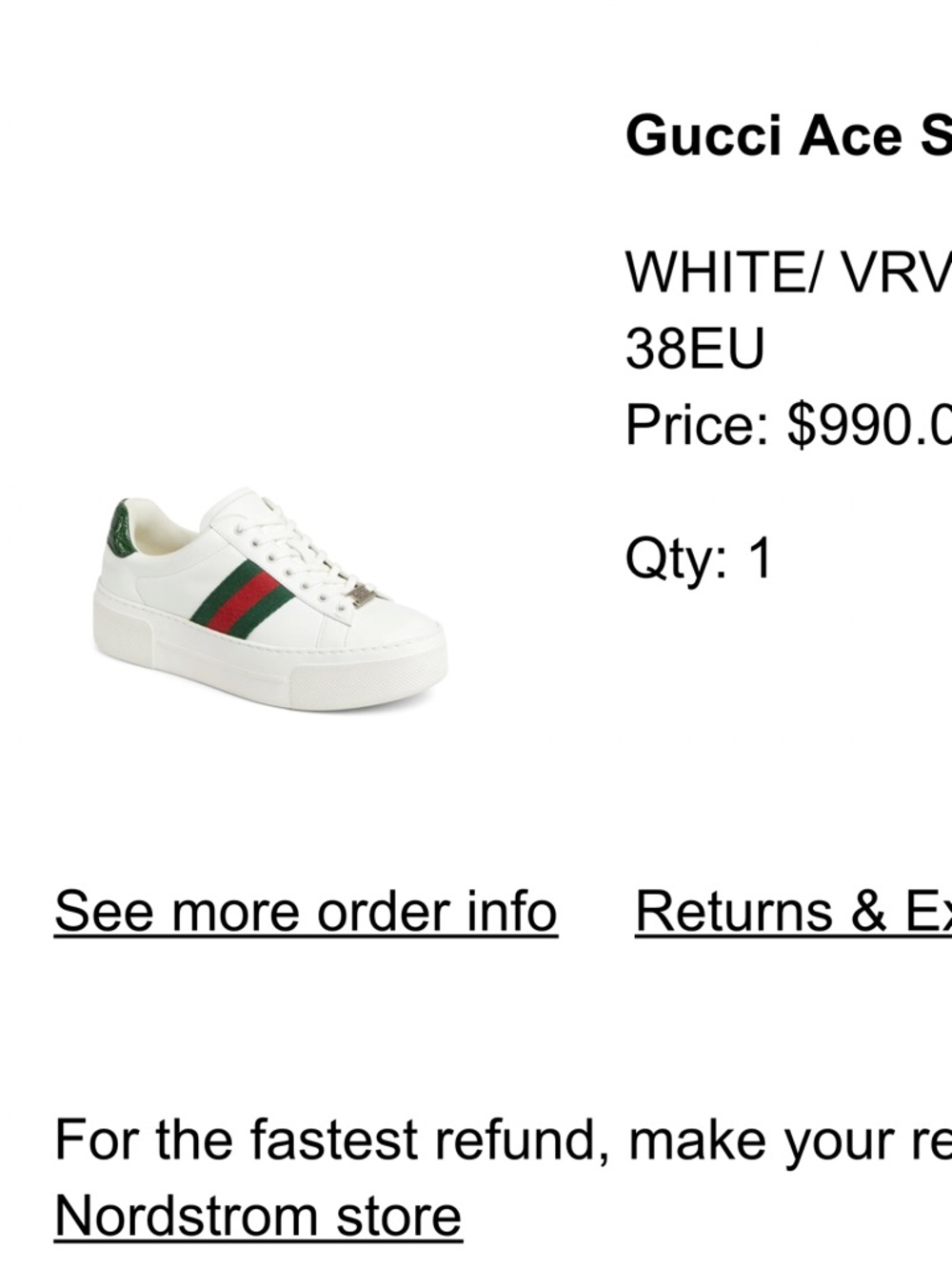Gucci White Leather Low-Top with Green & Red Stripe Gucci Ace platform sneaker - Picture 2 of 10